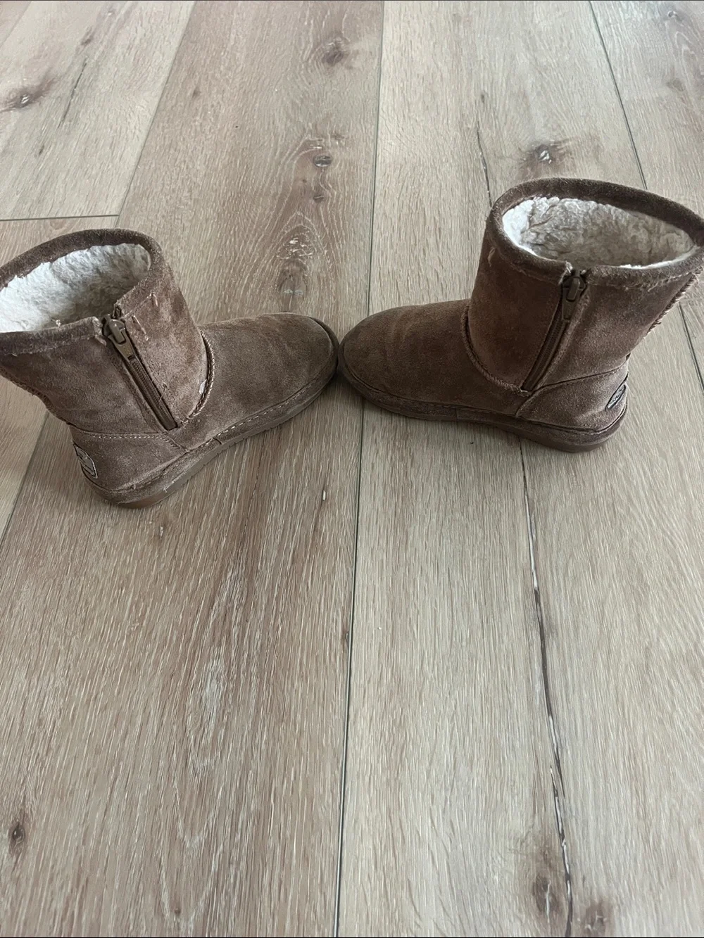 BearPaw Brown Suede Kids Shearling-Lined Boots